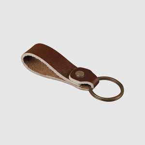 Leather Keychain Loop Style- Olive Green - Dpotli