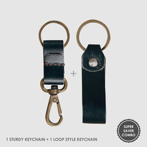 Leather Keychain Sturdy Style- Brown - Dpotli