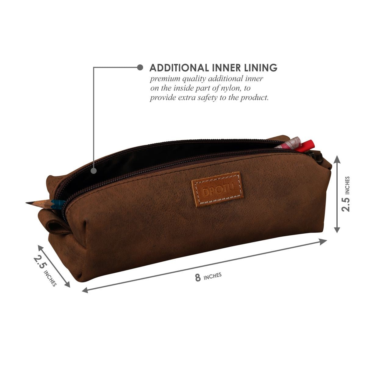 Leather Stationery Pouch- Rustic Brown - Dpotli