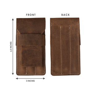 Pen Case with 3 Compartment- Rustic Brown - Dpotli