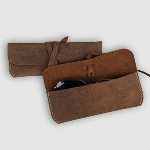 Unisex Leather Eyewear Case- Rustic Brown - Dpotli