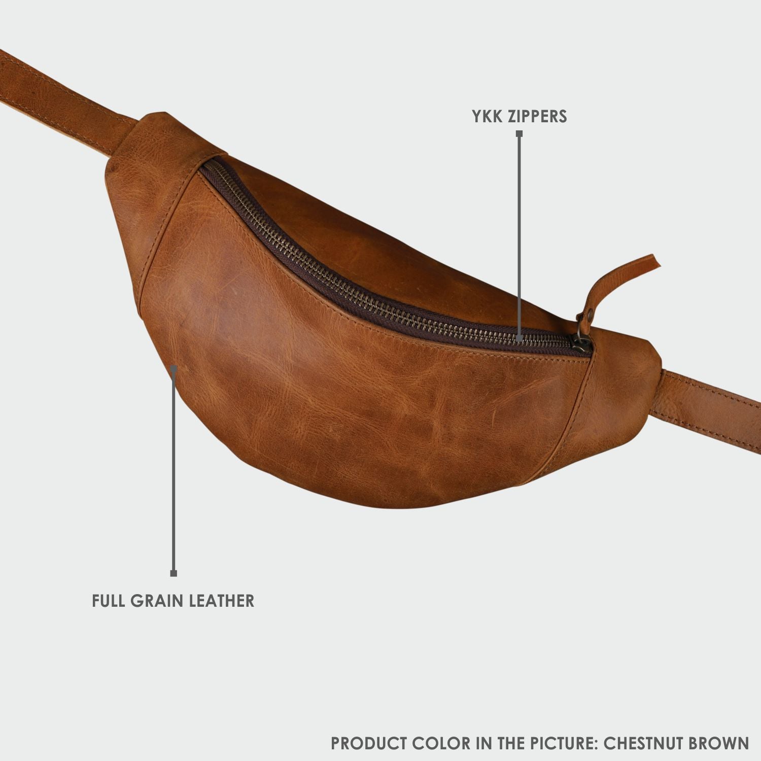 Unisex Leather Fanny Pack Chestnut Brown - Dpotli