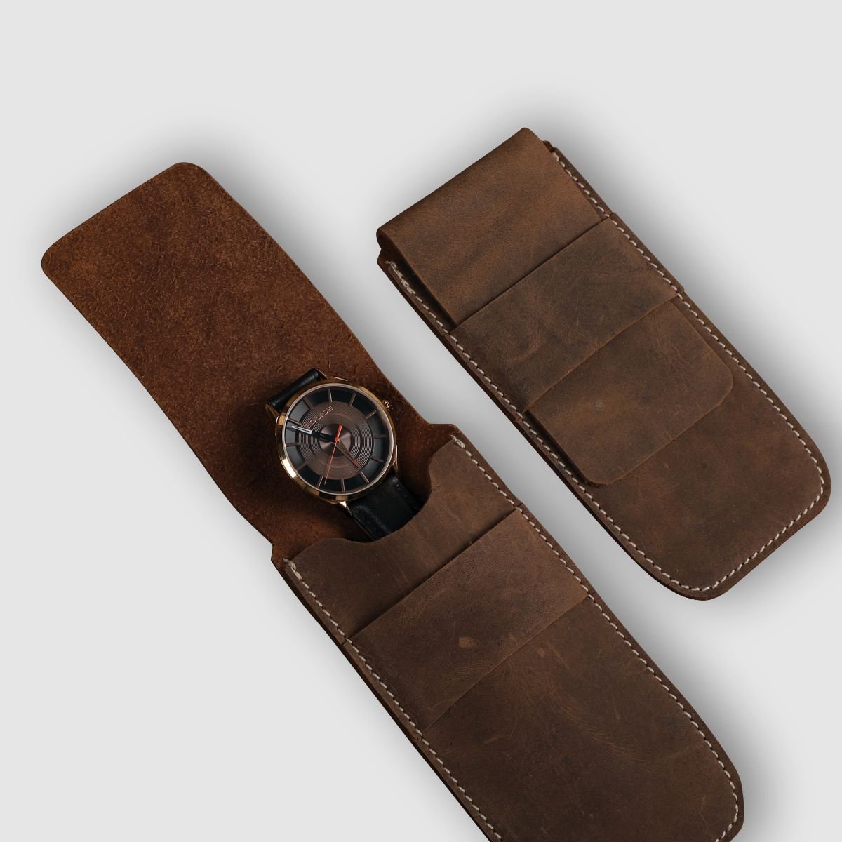 Watch & Pen Case- Rustic Brown - Dpotli