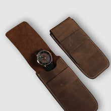 Load image into Gallery viewer, Watch &amp; Pen Case- Rustic Brown - Dpotli