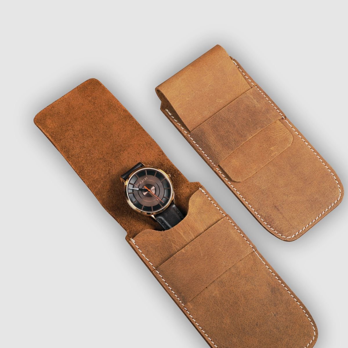 Watch & Pen Case- Tan Brown - Dpotli